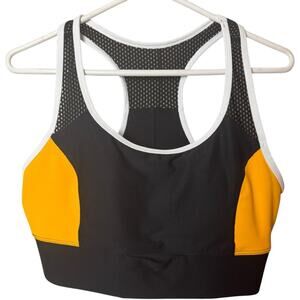 Xersion Women's Athletic Sporty Racerback Black & Yellow Print Sports Bra Sz XL